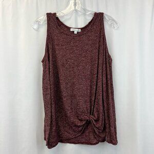 Moa Moa Womens Pullover Sweater Burgundy Pink Marled Open Shoulder Twist Front M